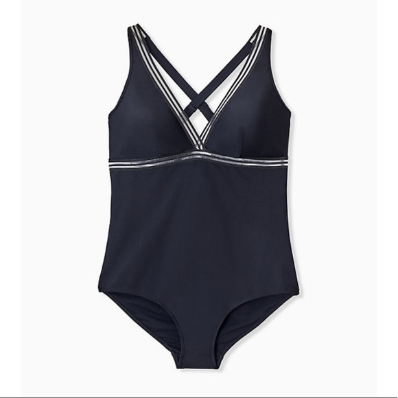Torrid SHADOW STRIPE INSET WIRELESS SWIMSUIT - Picture 6 of 13